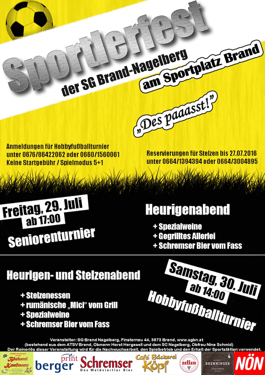 Sportlerfest SG Brand-Nagelberg 2016 - Plakat